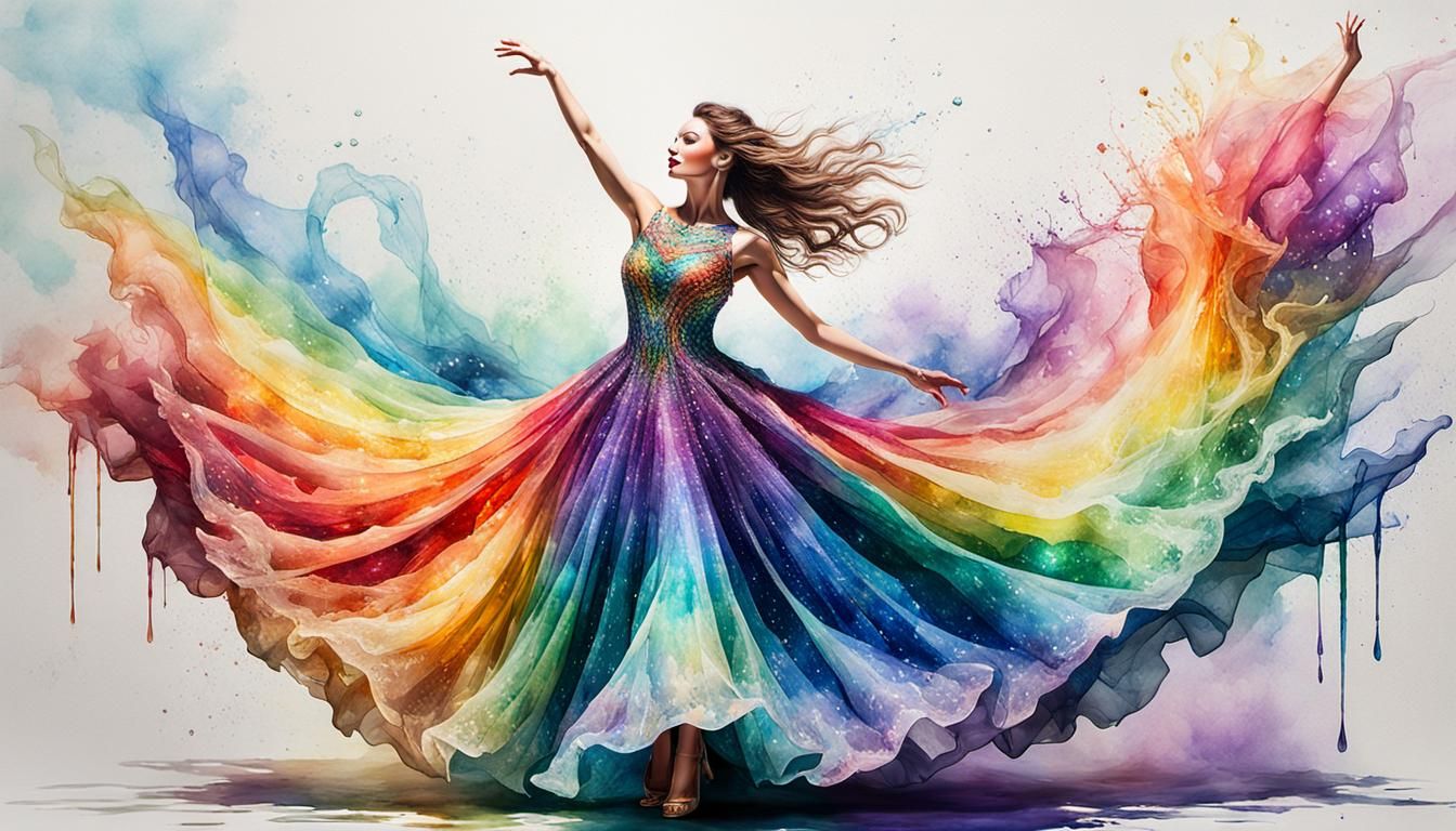 Surreal Ballerina in Radiant Crystal Dress