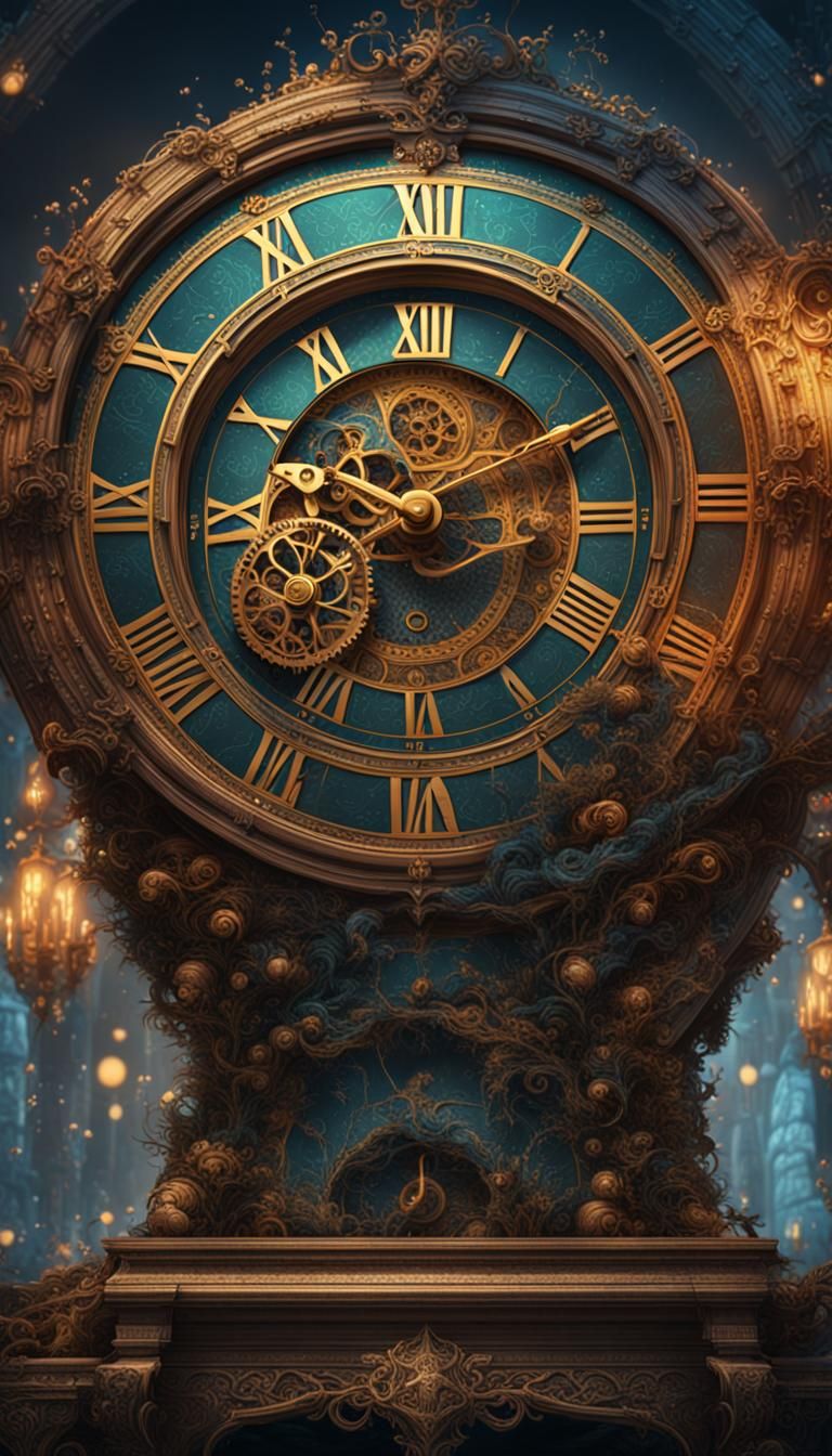 Generous Clock Depicts Flowing Time in Detailed Painting