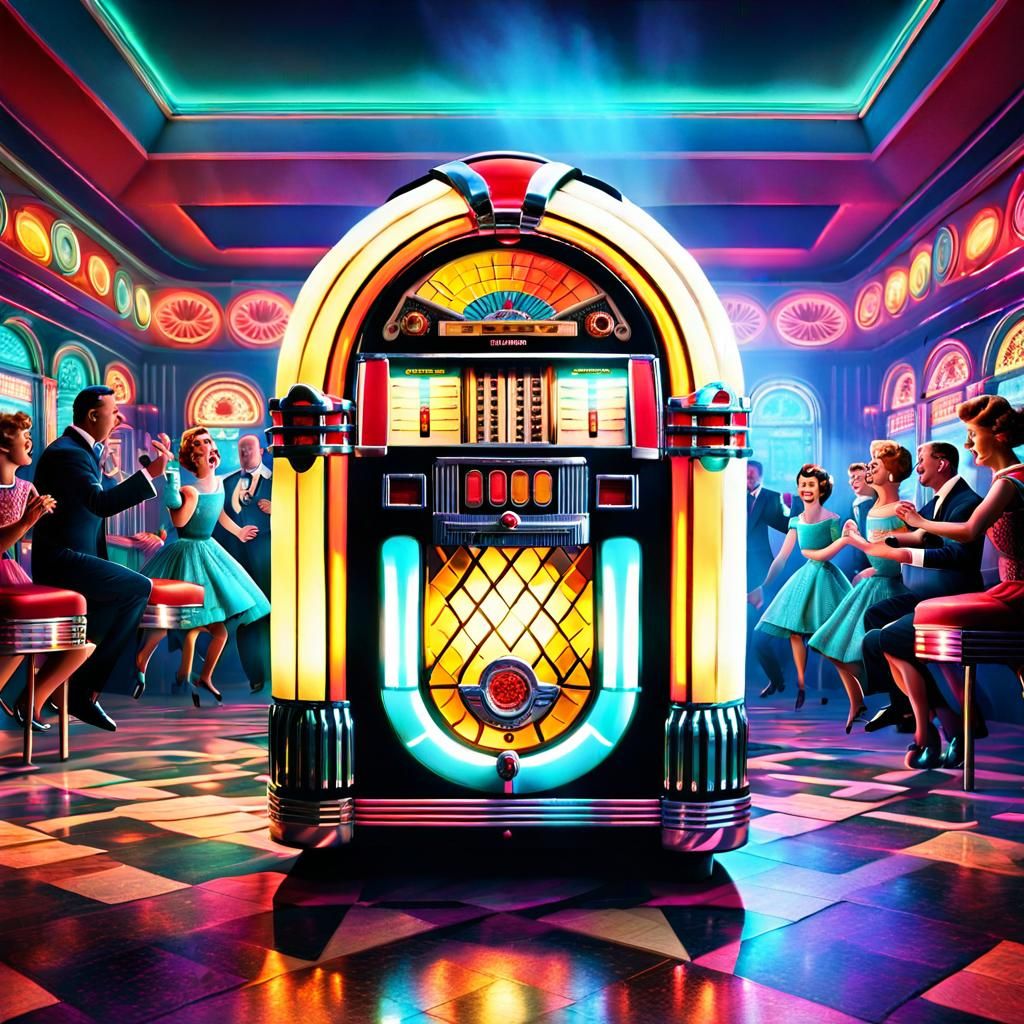 1950s Rock-Ola Jukebox with Dancing People