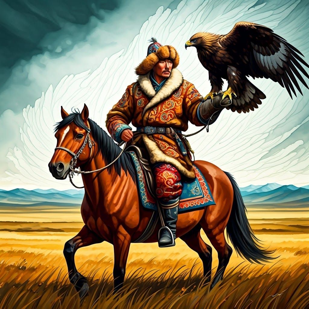 Mongolian golden eagle hunter