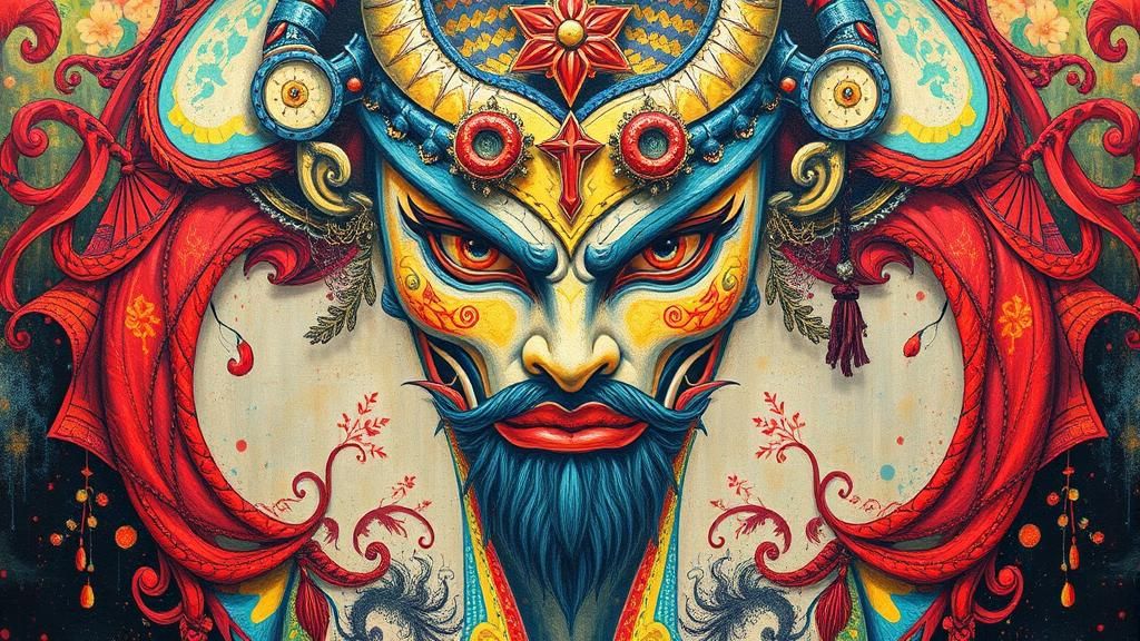 Surreal Symmetrical Portrait in Neo-Impressionist Style