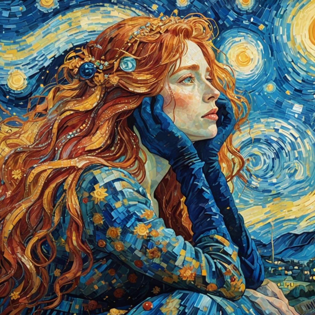 Vibrant Woman Portrait in Post-Impressionist Style