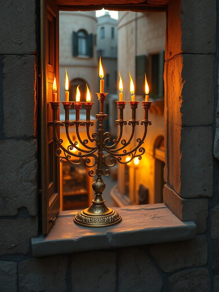 Majestic Hanukkah Menorah Illuminates Jerusalem's Historic Q...