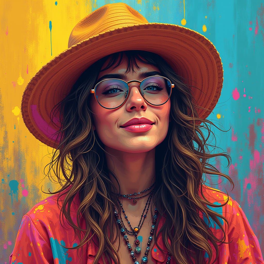 Bohemian Digital Art with Vibrant Earth Tones