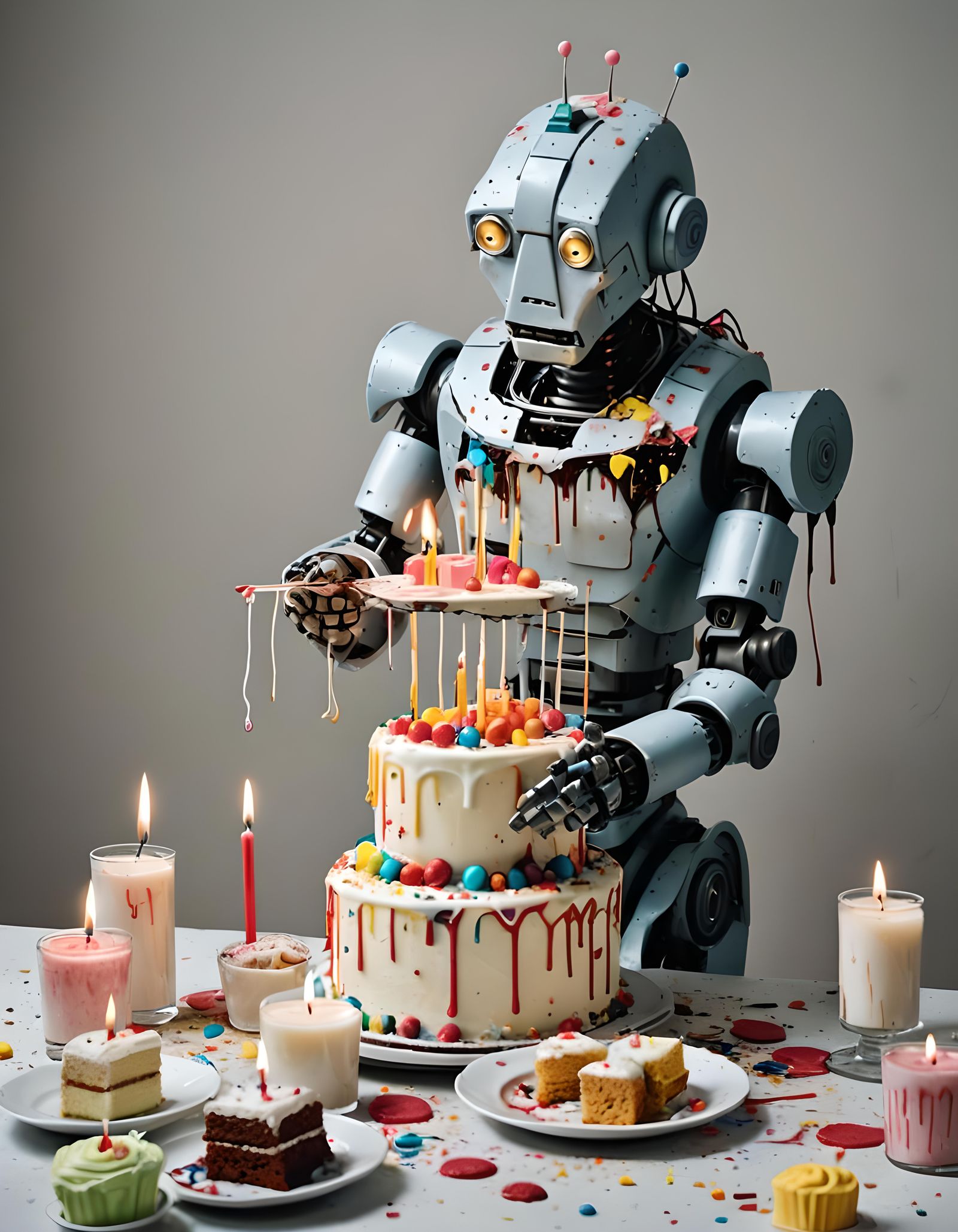 Robot's Hilarious Mishap: Baking a Wrecked Birthday Cake