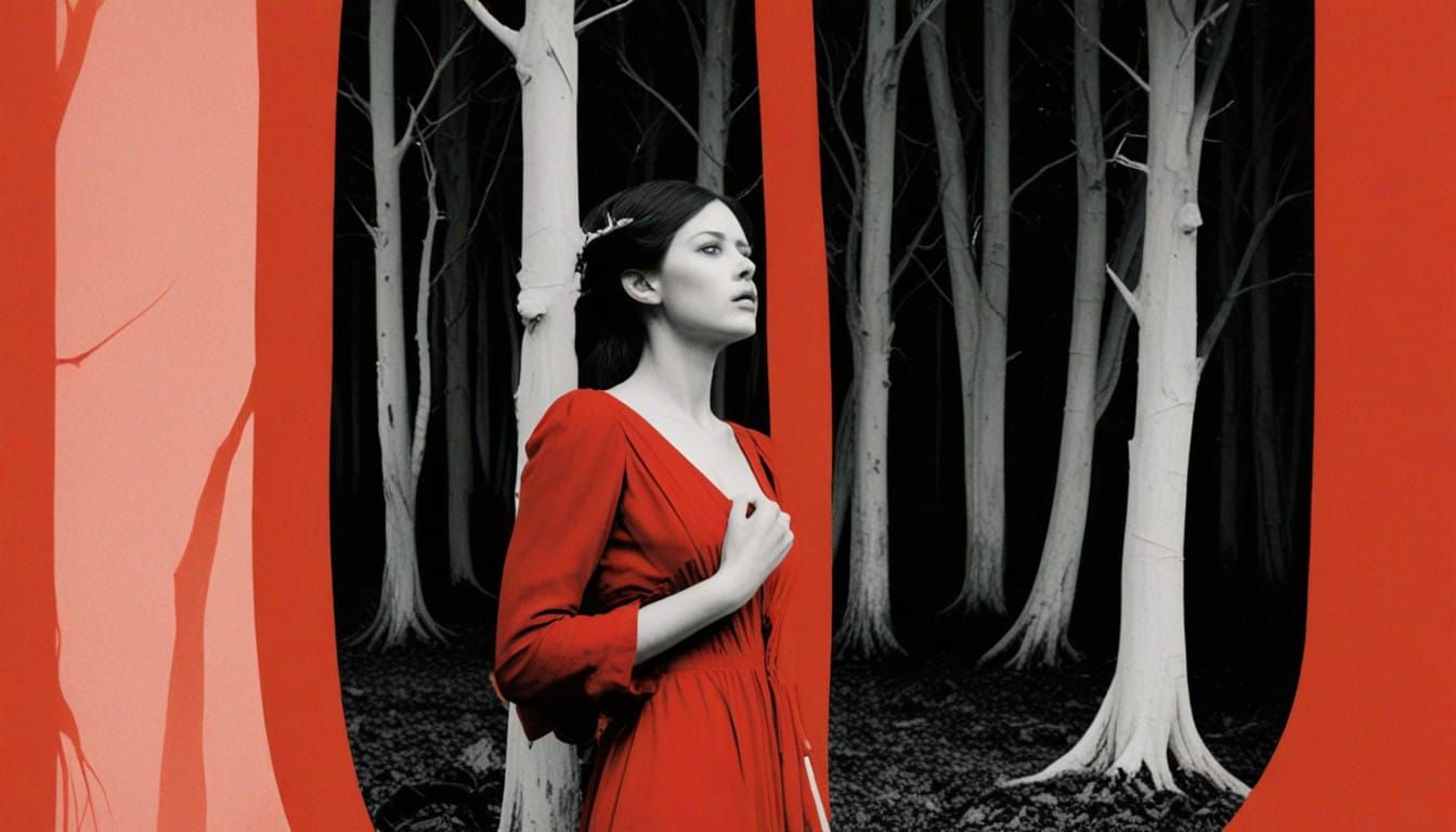 A Lost Soul Contemplates in an Eerie, Art Nouveau Forest