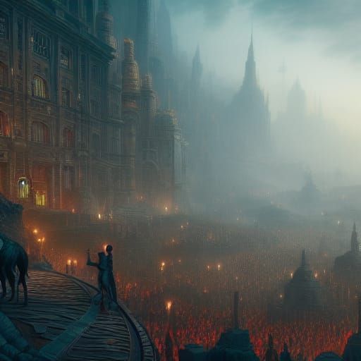 Solitary Figure in a Fantastical Landscape