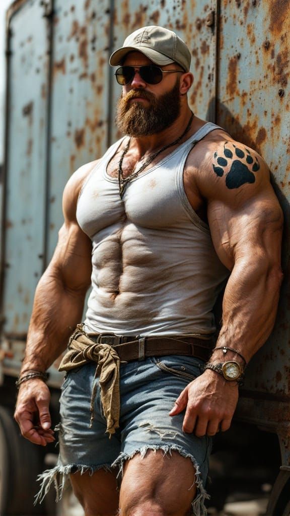 Rugged Man in Industrial Gear, Inspired by Syd Mead's Futuri...