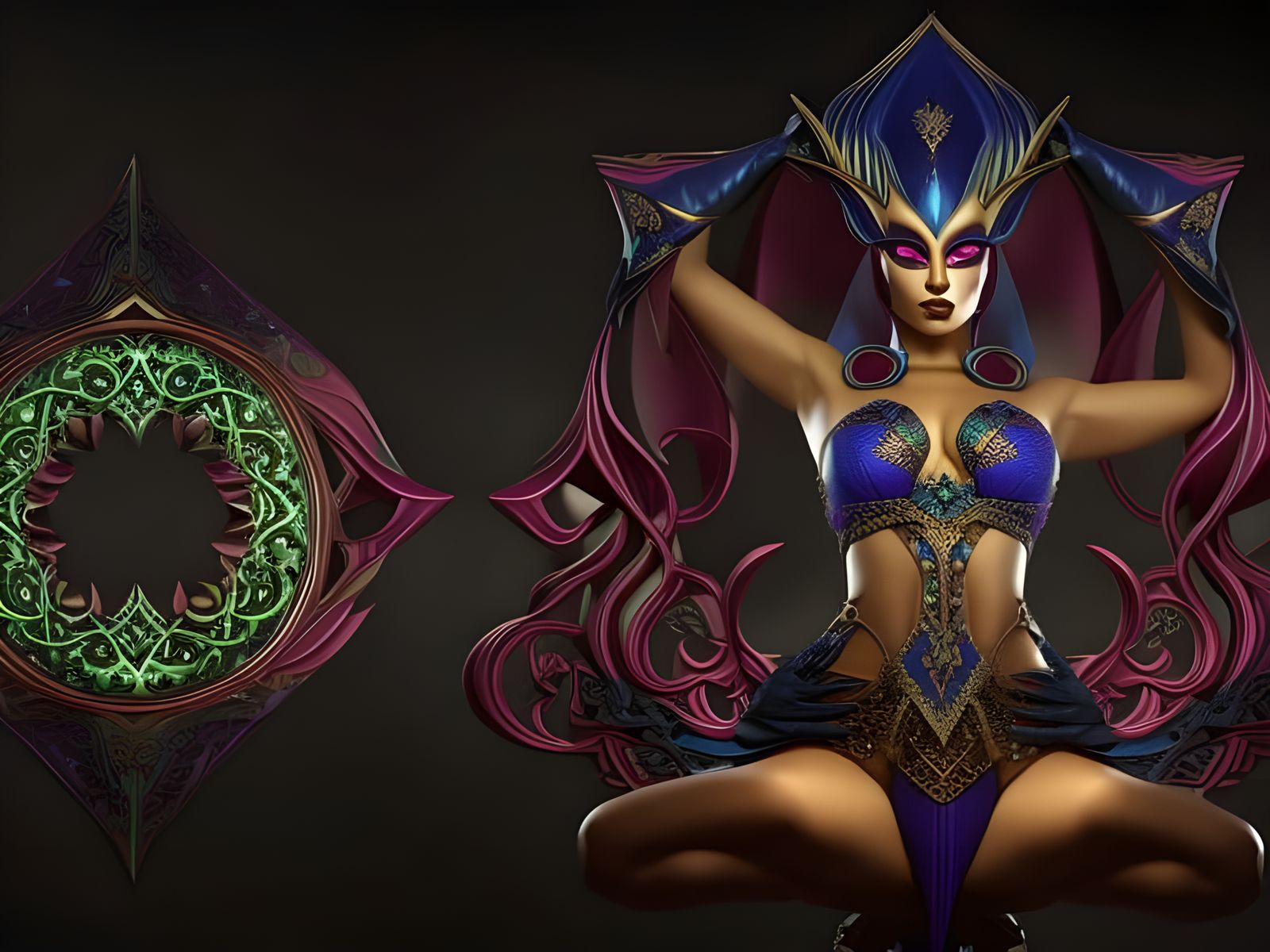 Colorful 3D Elven Harlequin in Hyperrealistic Detail