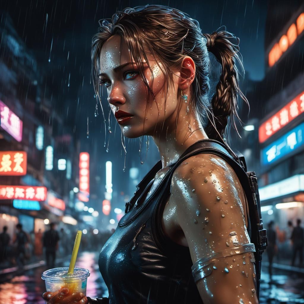 Lara Croft in Shanghai: Sorayama-Style Portrait