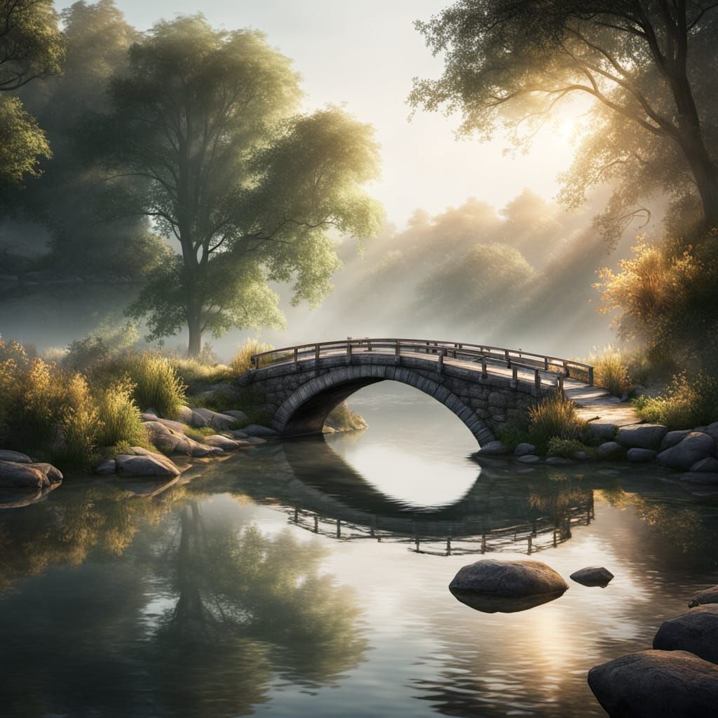 Surreal Stone Bridge at Golden Hour