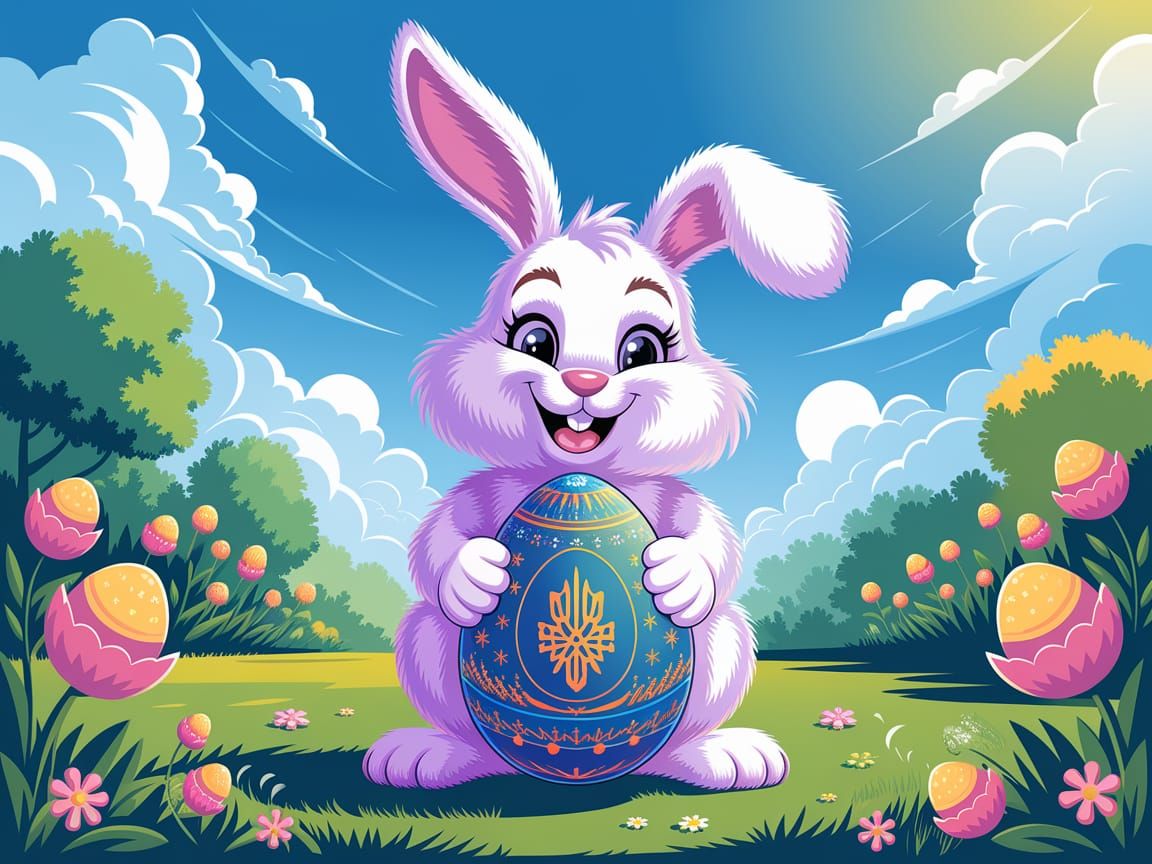Easter Bunny Amidst Vibrant Spring Blooms