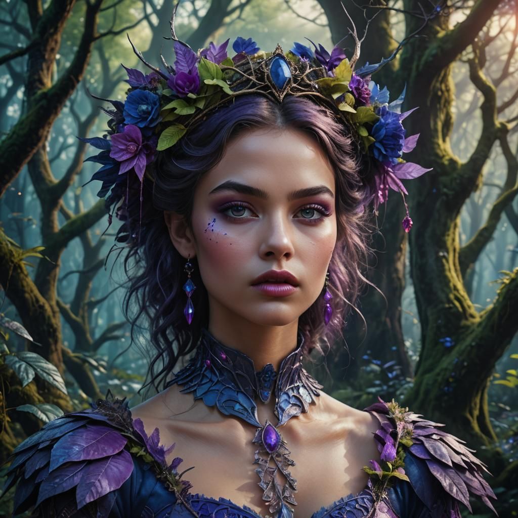 Mystical Forest: Fashion Model Portrait in Fantasy Style