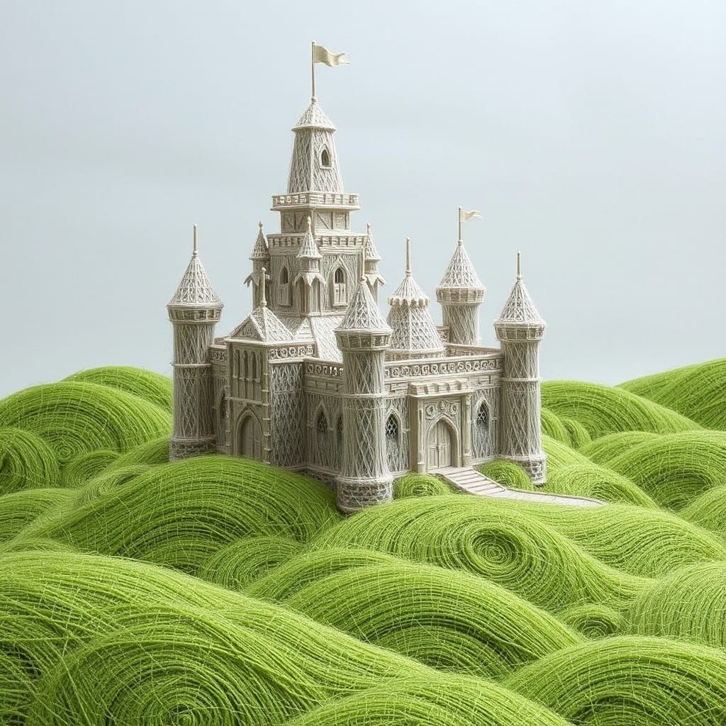 Wool String Castle in Fantastical Animation Style