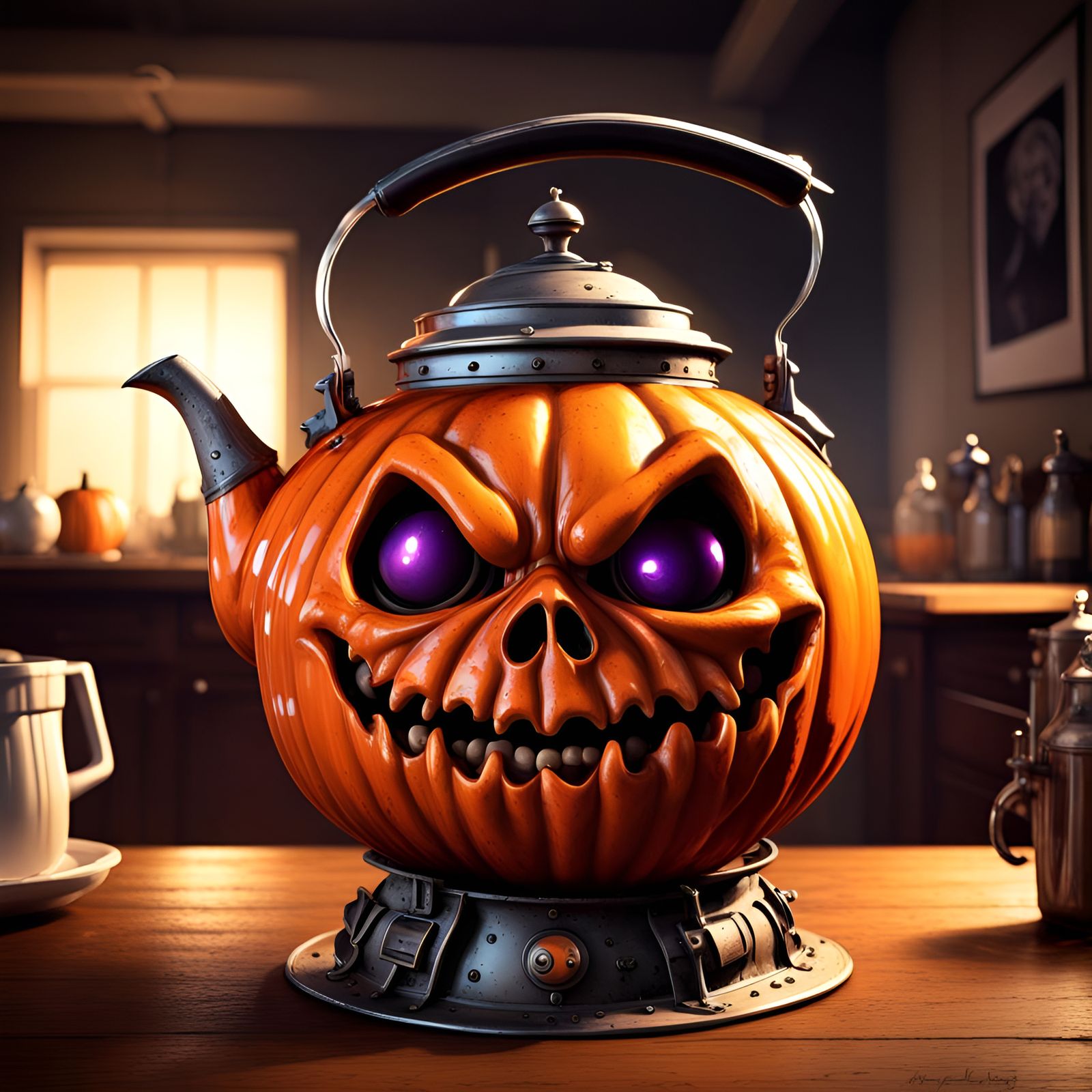 Eerie Halloween Kettle at the Prom, Hyperdetailed Art