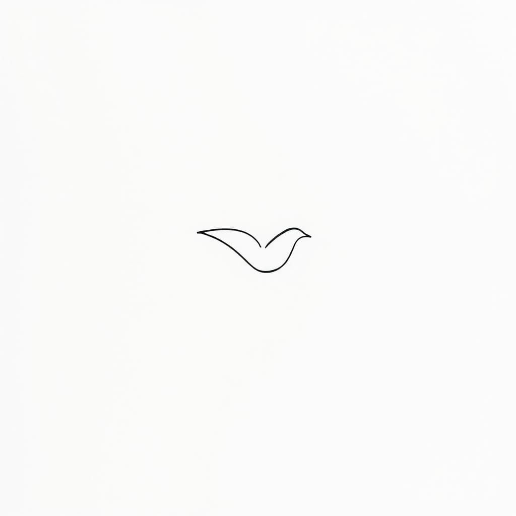 Elegant Bird in Flight, Minimalist Ink Art