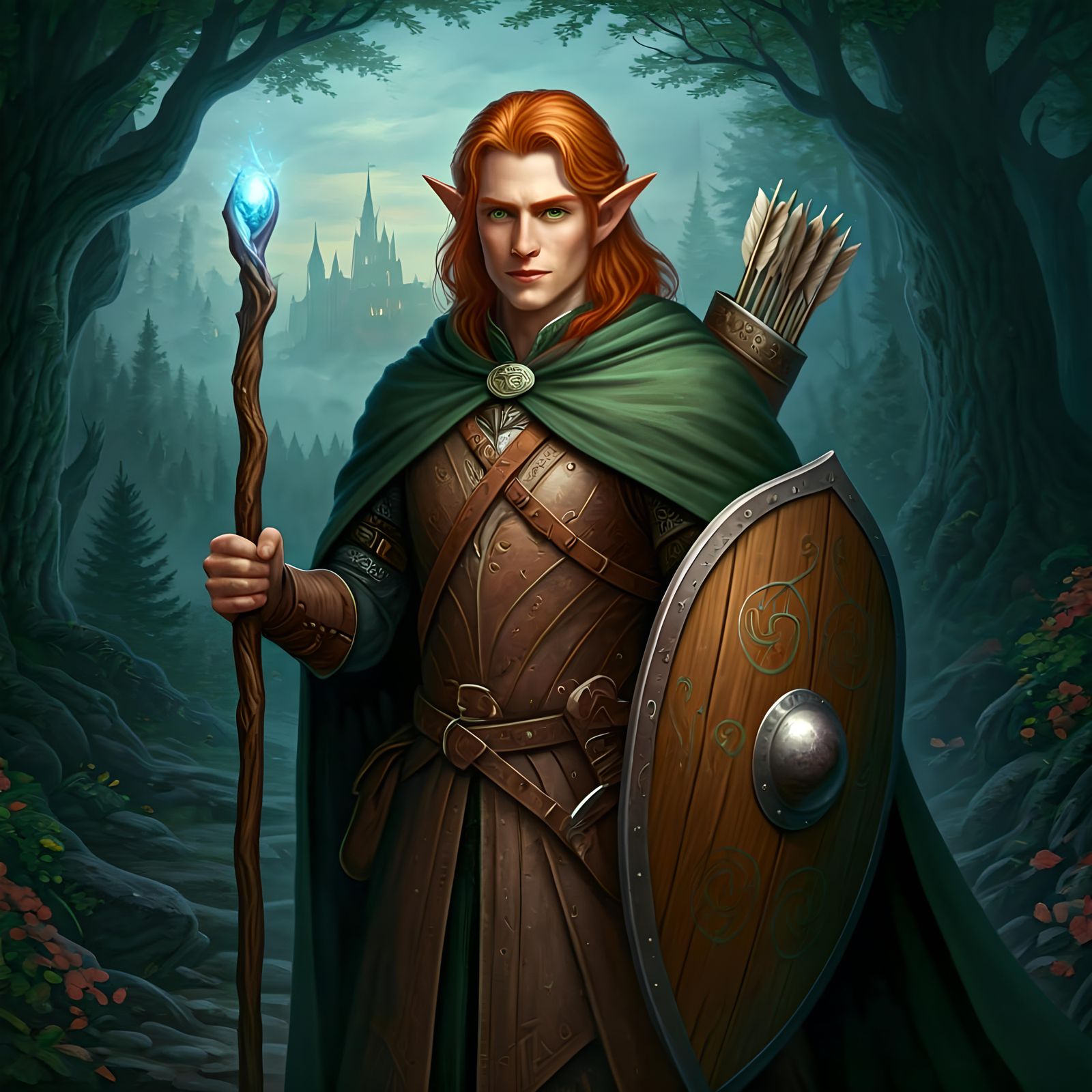 Redhead Elf Archer in Twilight Forest