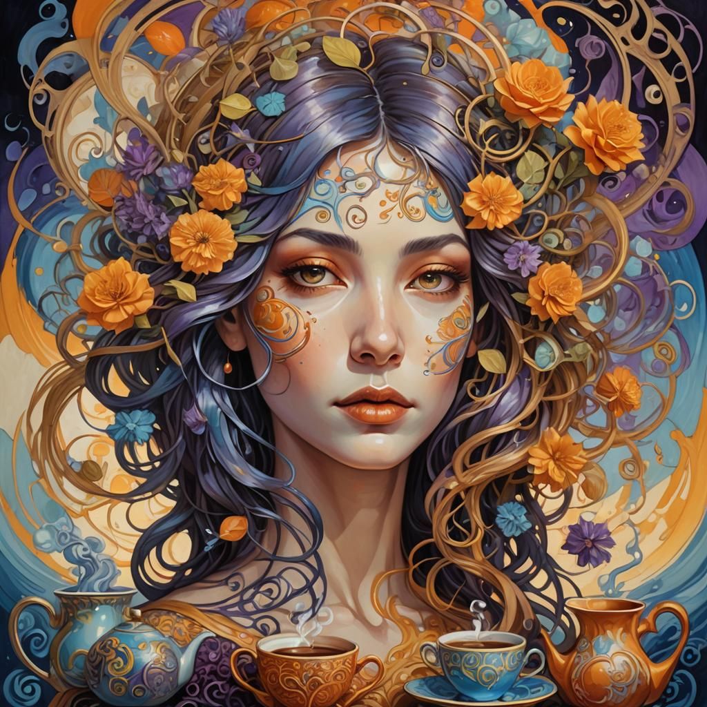 Surreal Portrait in Art Nouveau Style