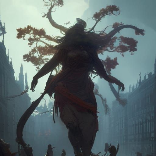 Epic Giant in Dark Fantasy Art Style