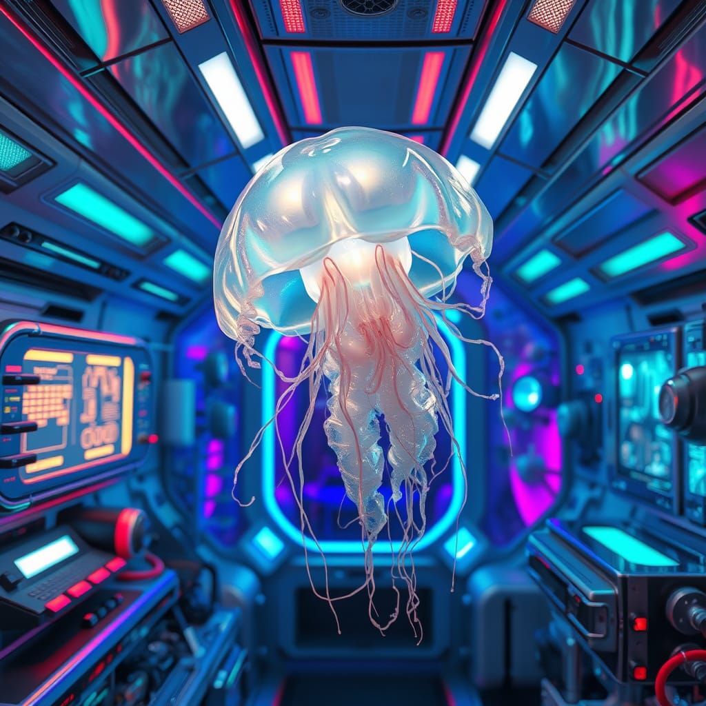 Gelatinous Space Creature in Futuristic Science Lab