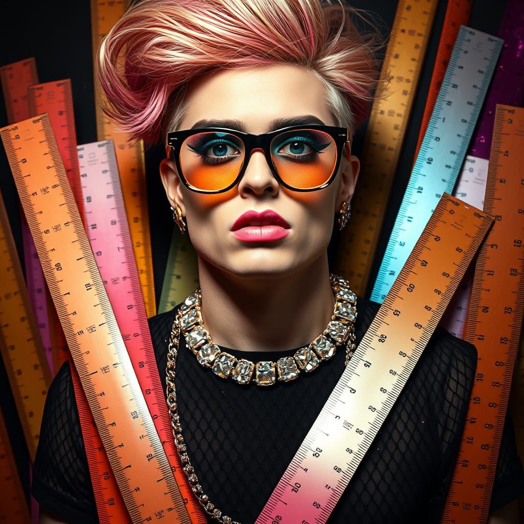 Bold Gay Icon in Glittering Glamour, 80s Hair, and Colorful ...