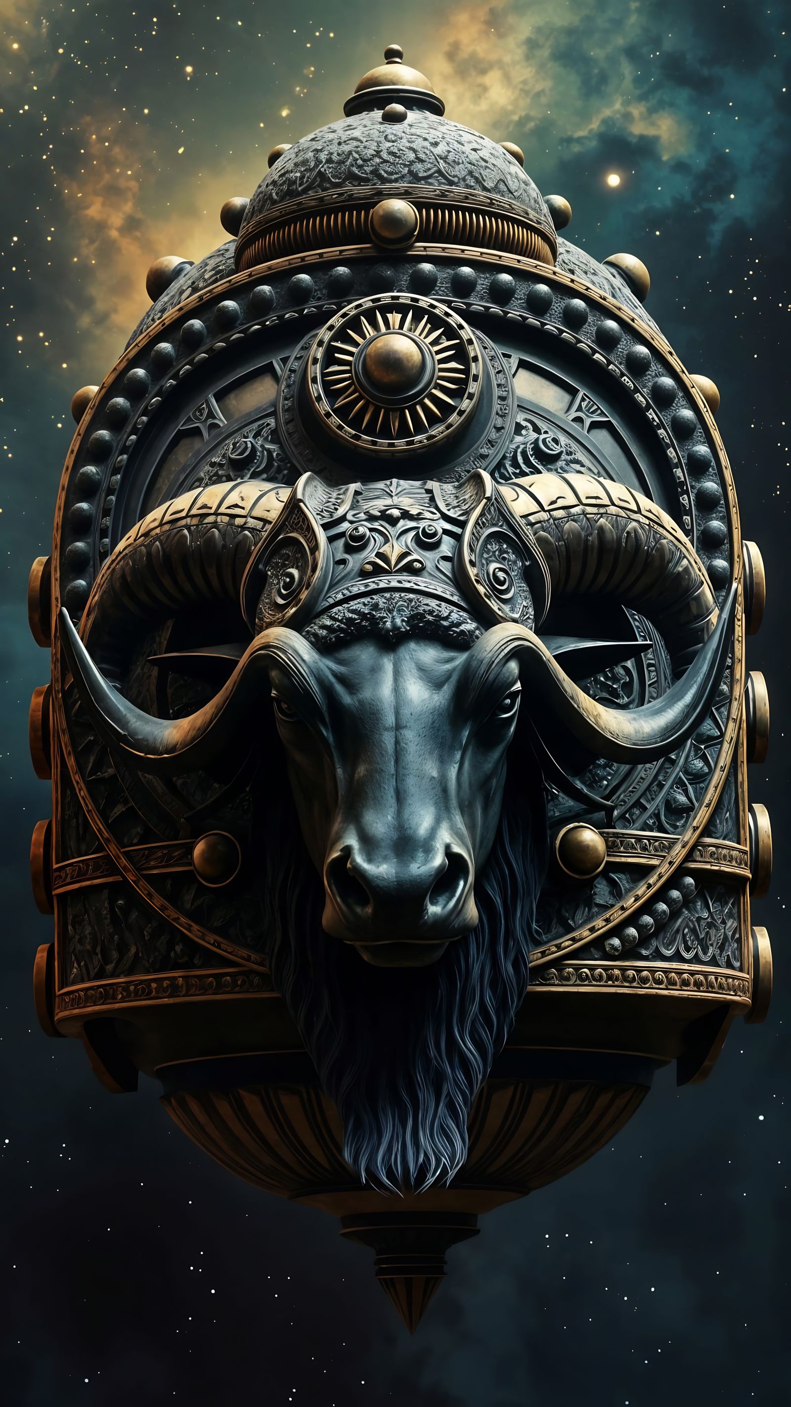 Majestic Celestial Cube in Ancient Minoan Style with Bull's ...