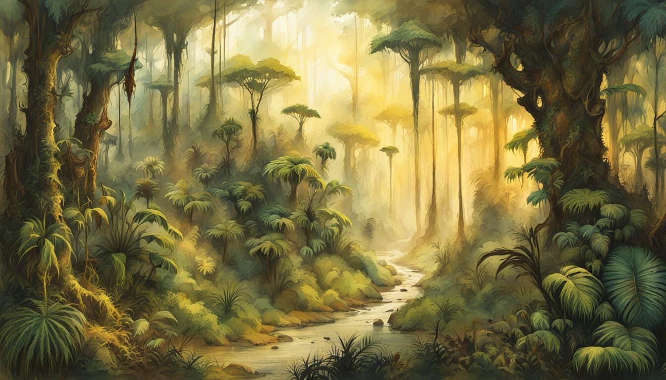 Golden Hour Panoramic Rainforest View