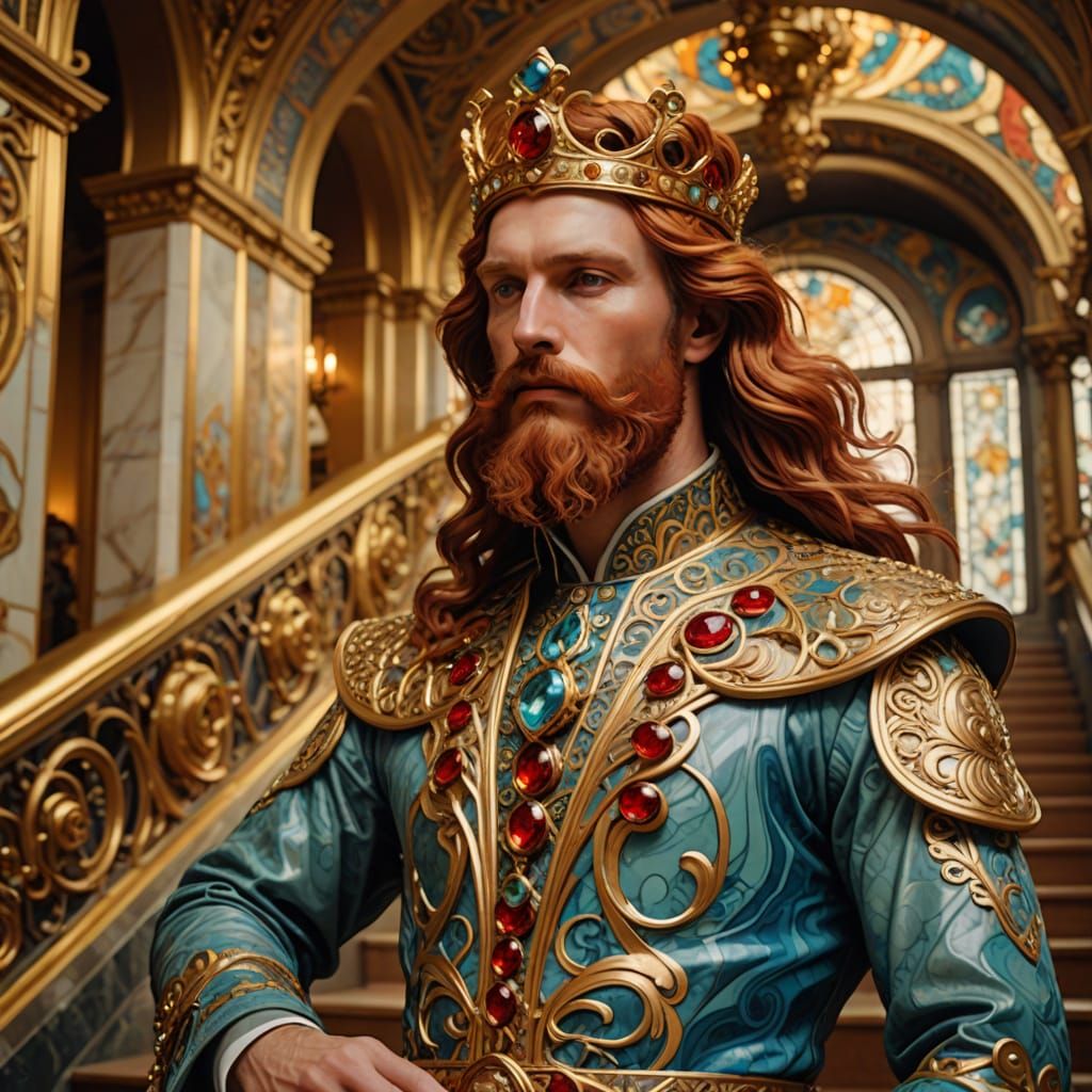 Art Nouveau Prince Descending Staircase