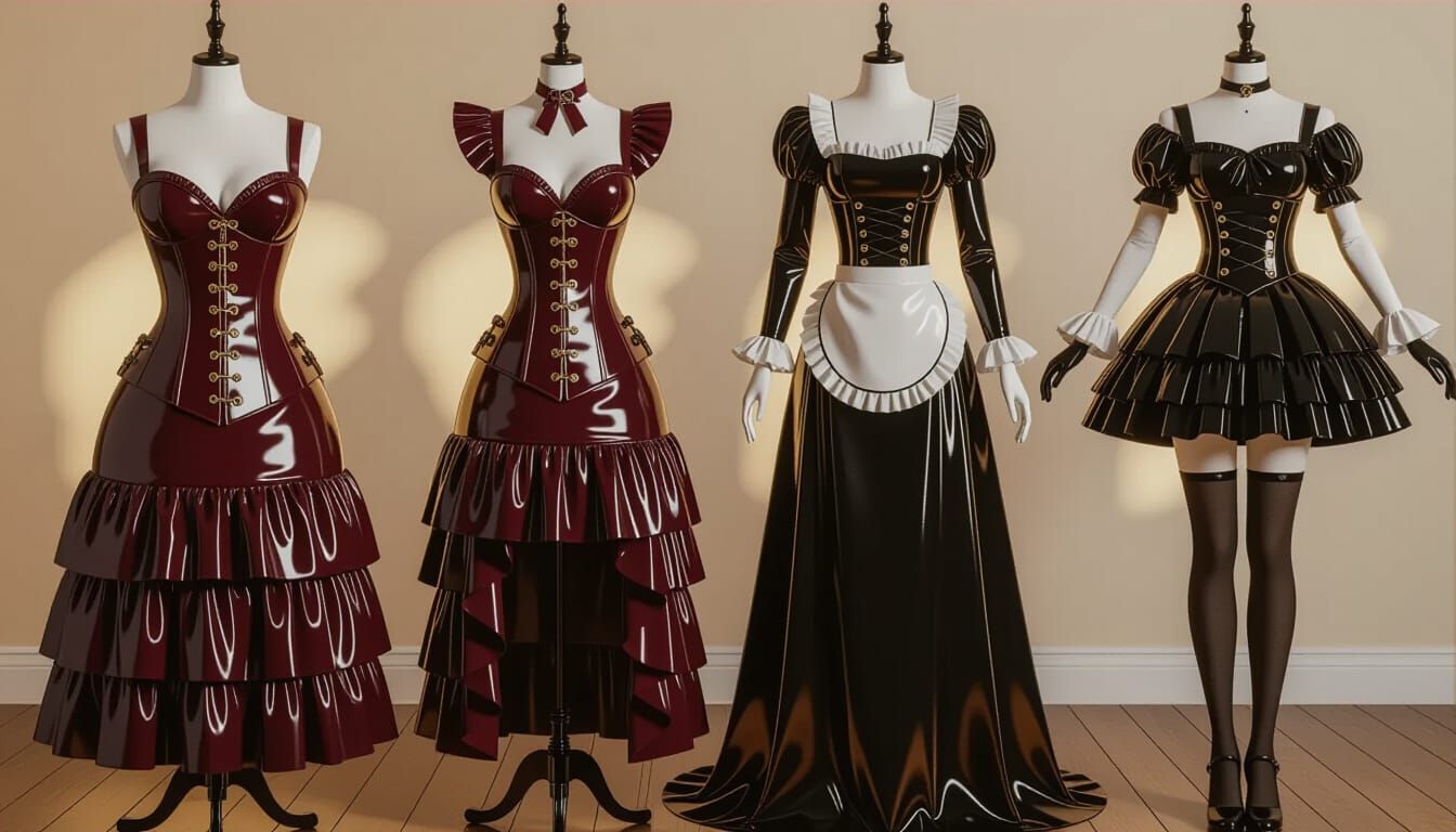Victorian Style Wardrobe with Glossy Outfits