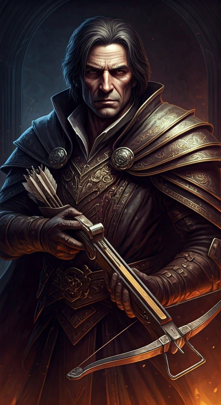 Weary Rogue Nobleman with Crossbow, Art Nouveau Style