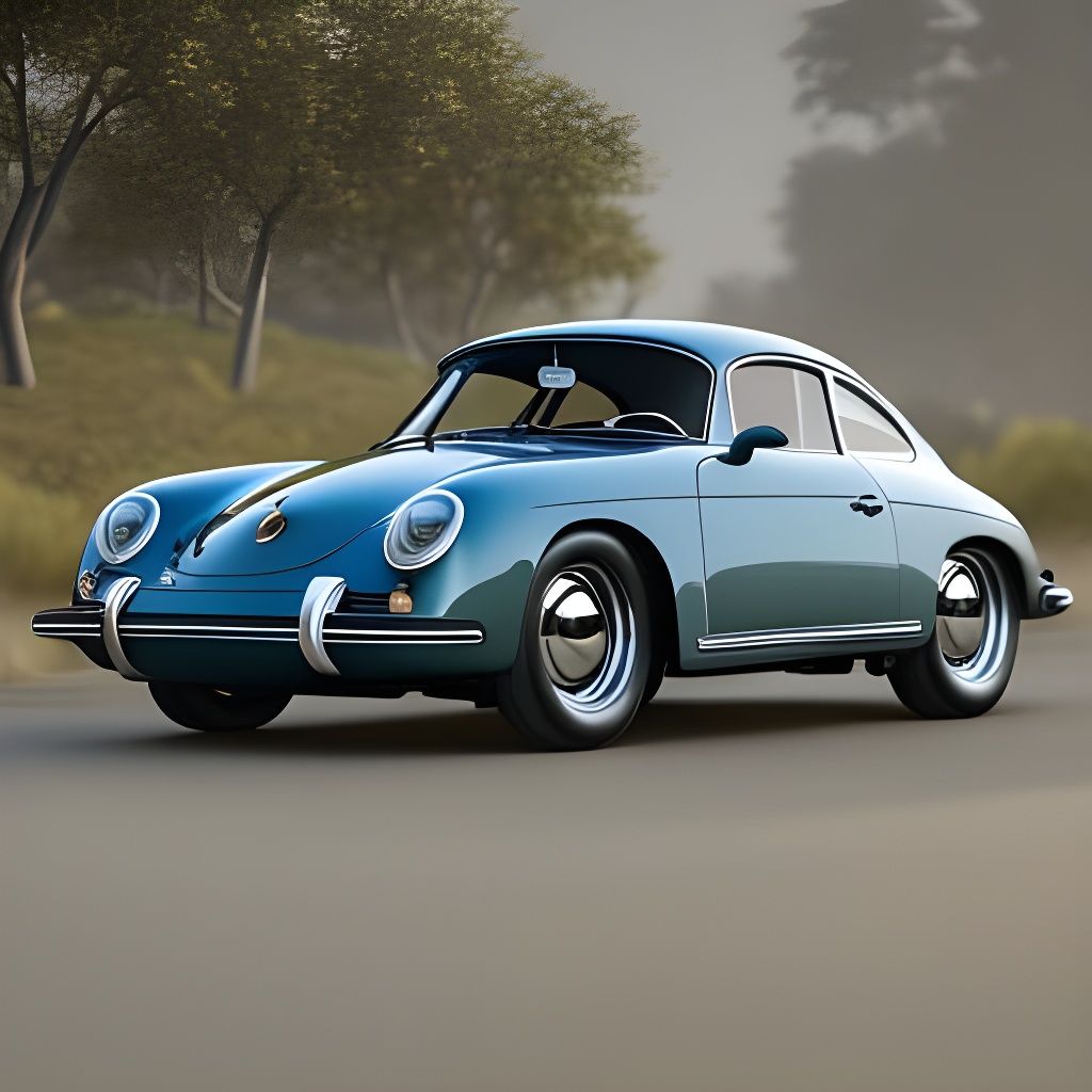 Porsche 356 in Art Deco Style, Digital Render