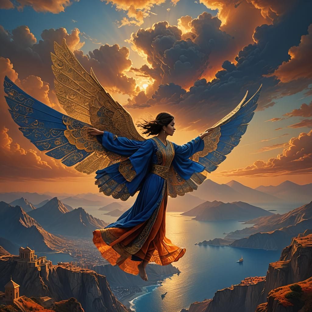 Flying Iranian Princess Digital Matte Painting