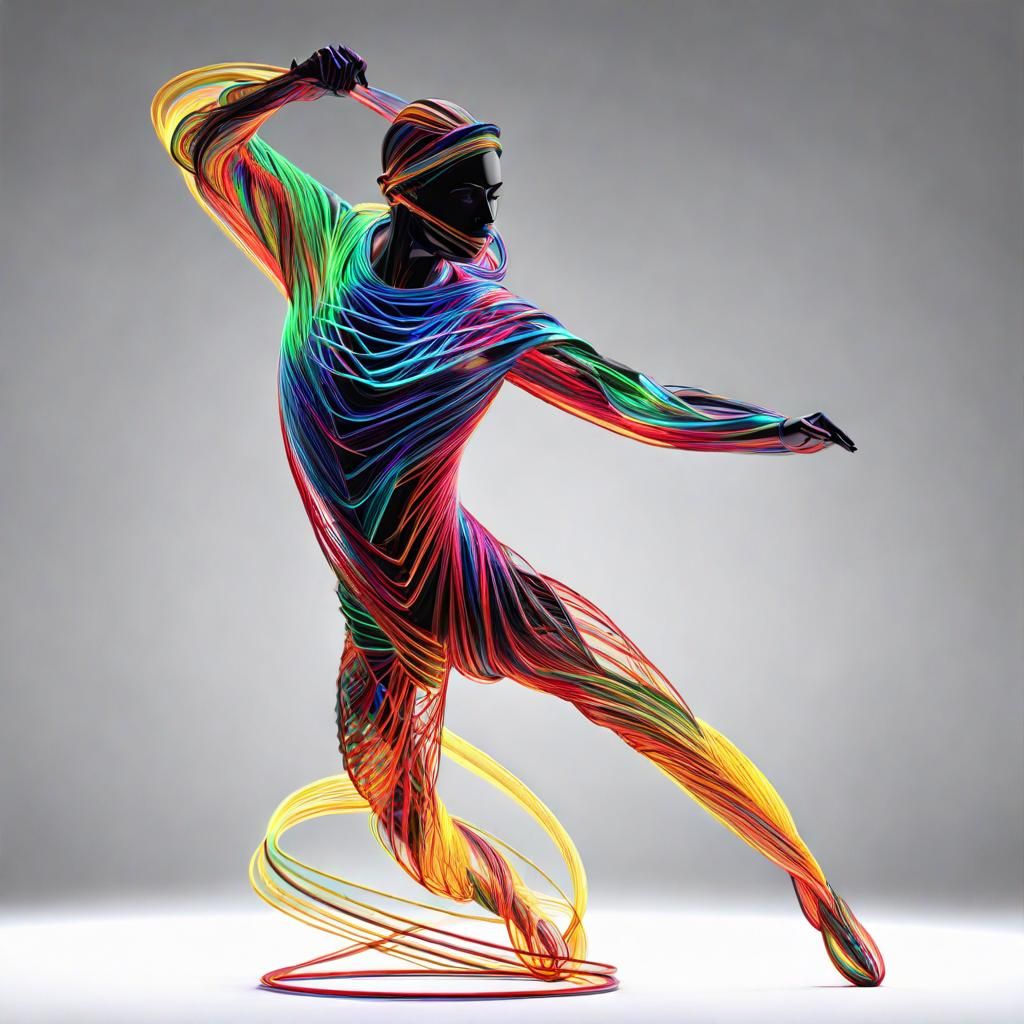 Dynamic Abstract Human Wire Sculpture in HDR