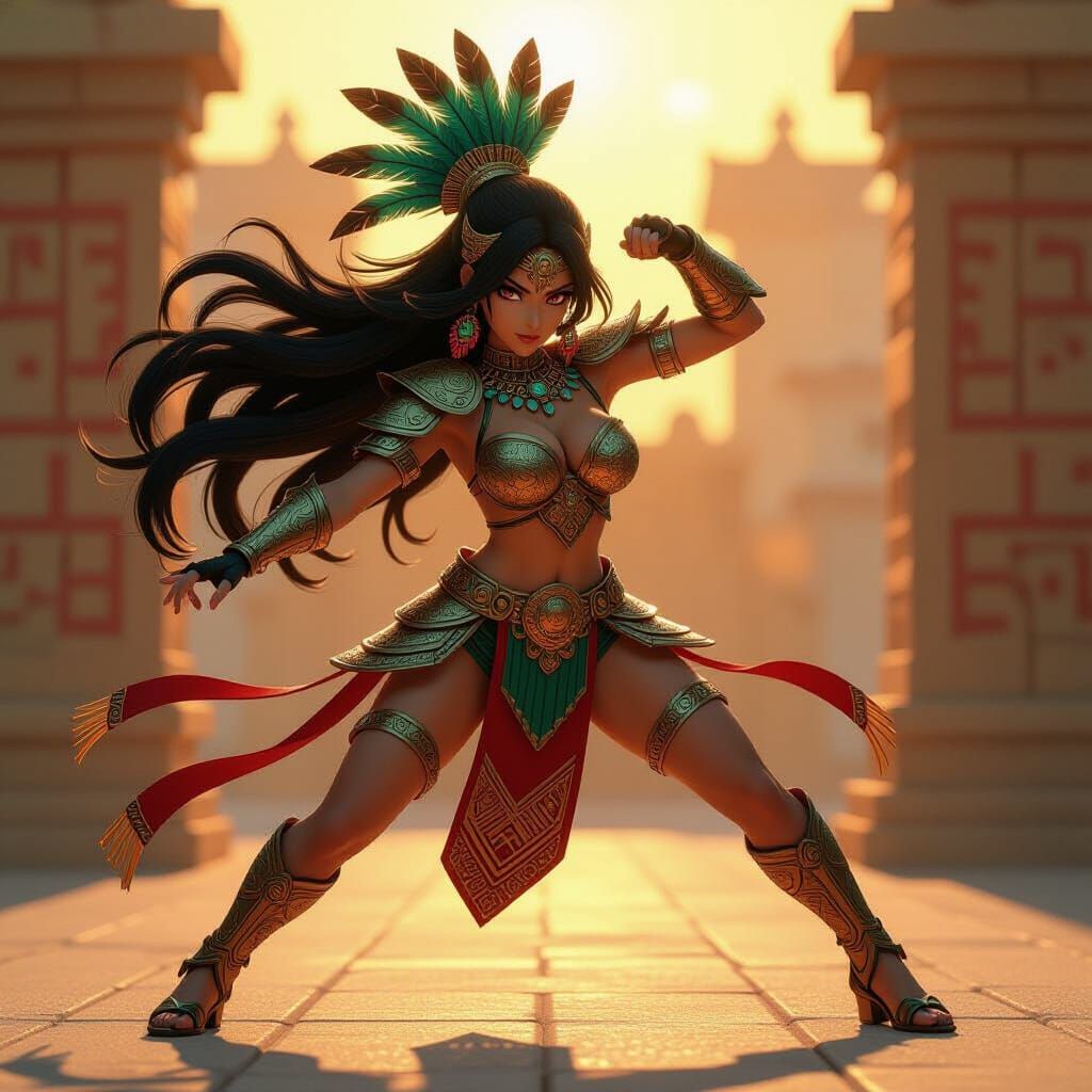 Maya-Aztec Warrior Princess in Anime Style