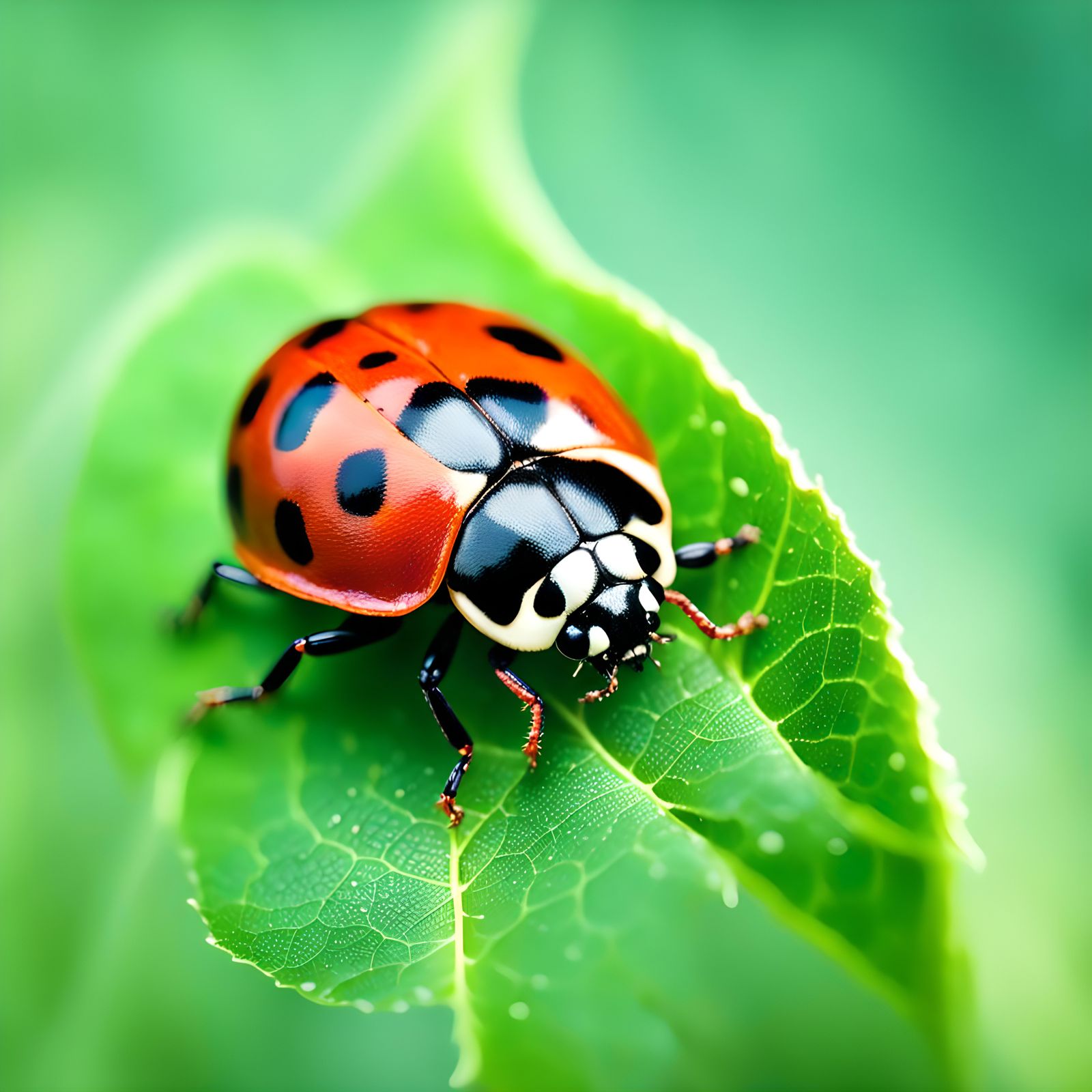 Macro Photo of Ladybug on Leaf in Cinematic Style
