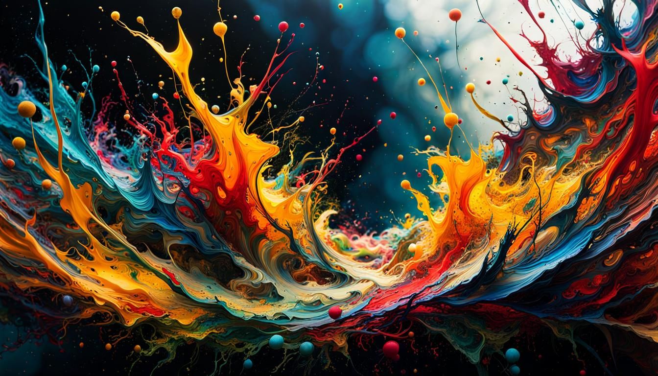 Dynamic Ink Splatter Forest: Abstract Expressionism