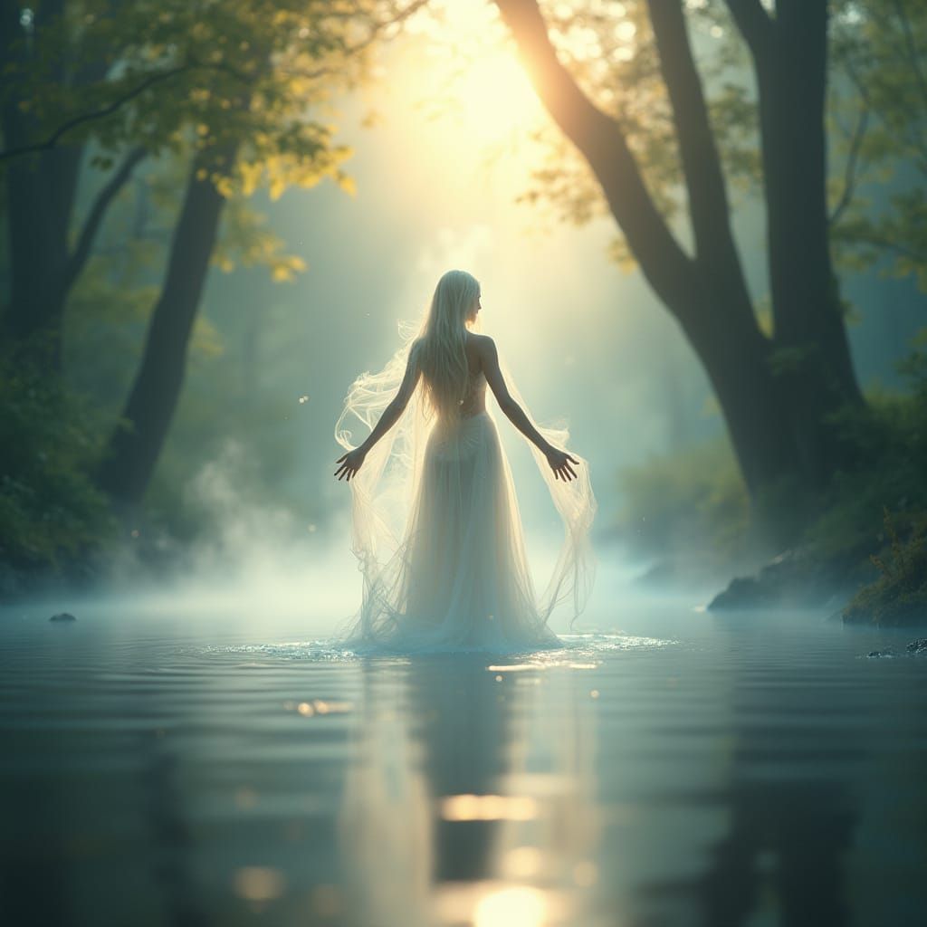 Ethereal Water Nymph Emerges at Dawn