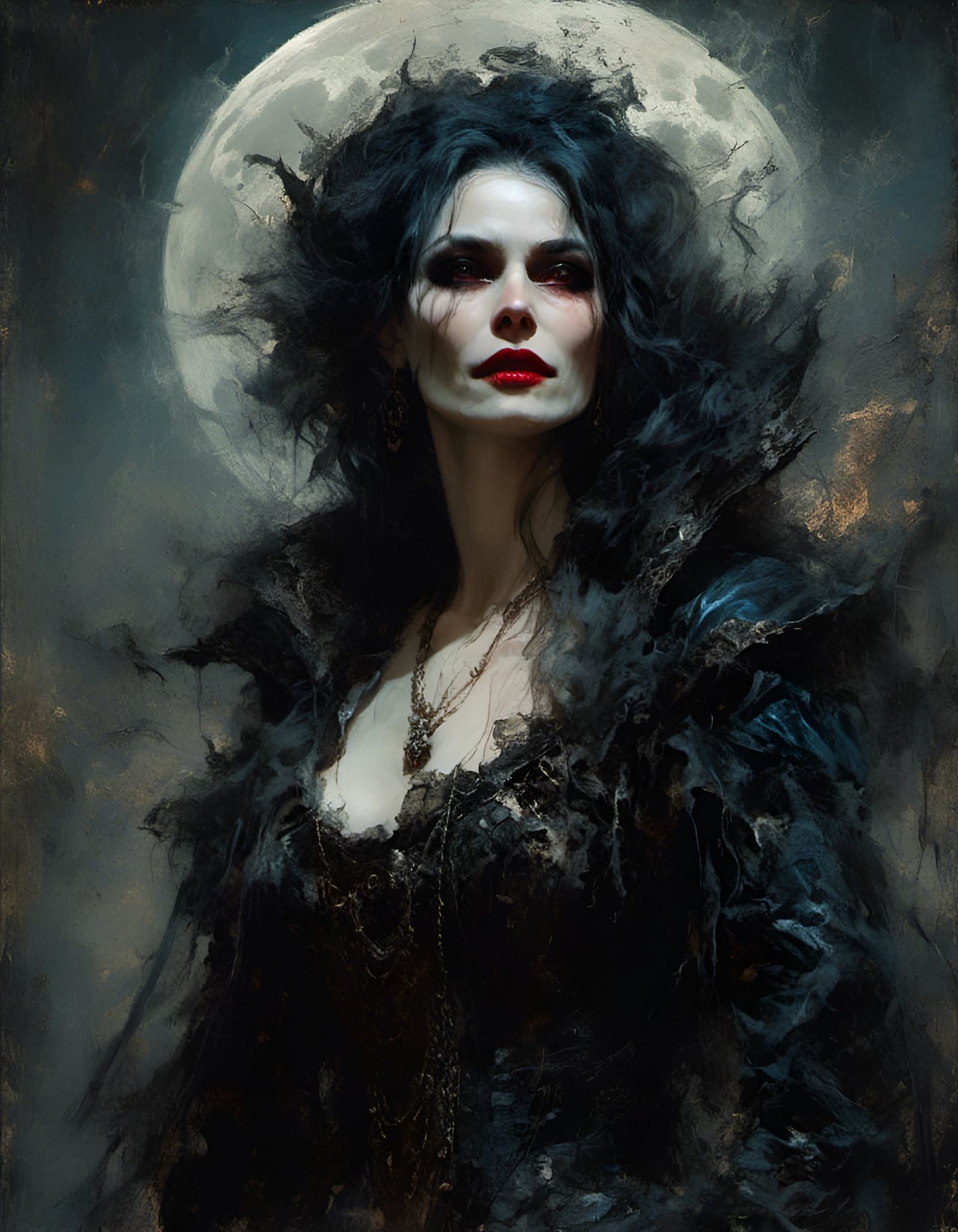 Magnificent Vampire Lady Portrait in Fine Art Style