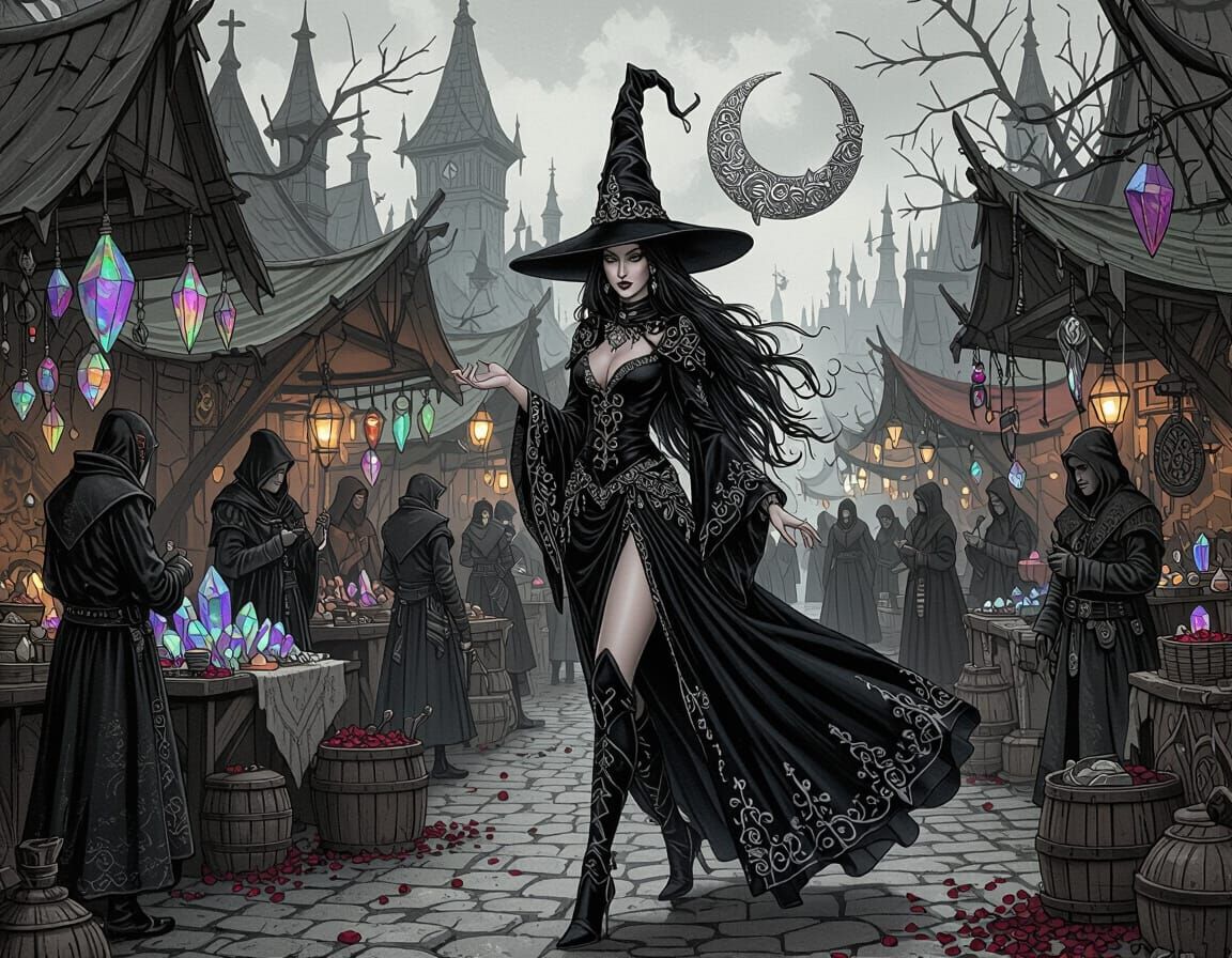 Dark Sorceress in Grim Fairy Tale Witches' Market