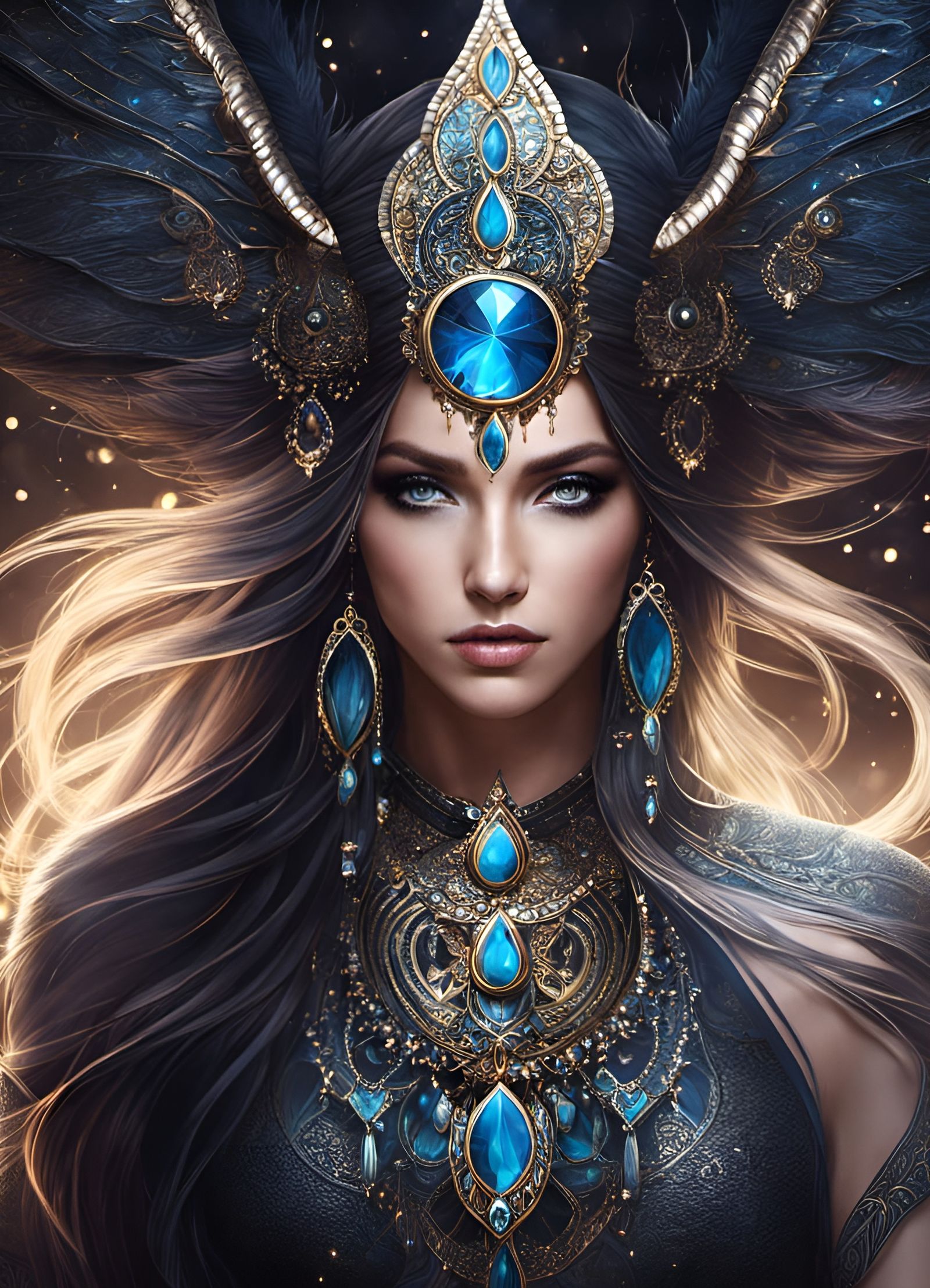 Dreamlike Goth Goddess with Gem Sparkles