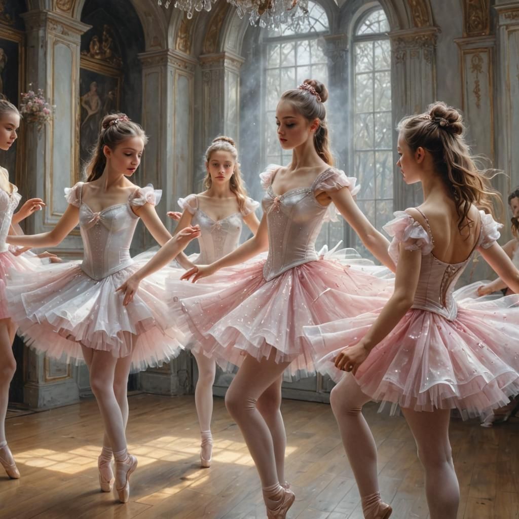 Ballerinas Dancing: Hyperrealistic 3D Painting