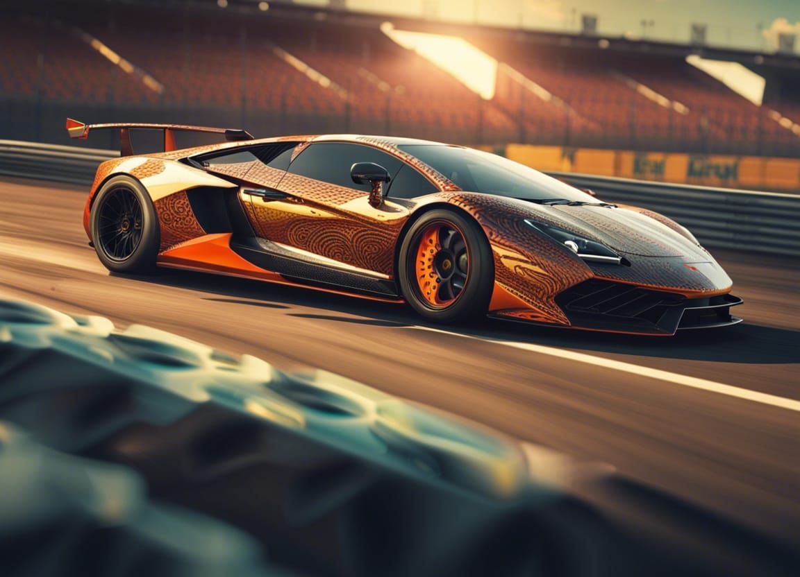 Luxury Sports Car Composite on Racetrack, 4K