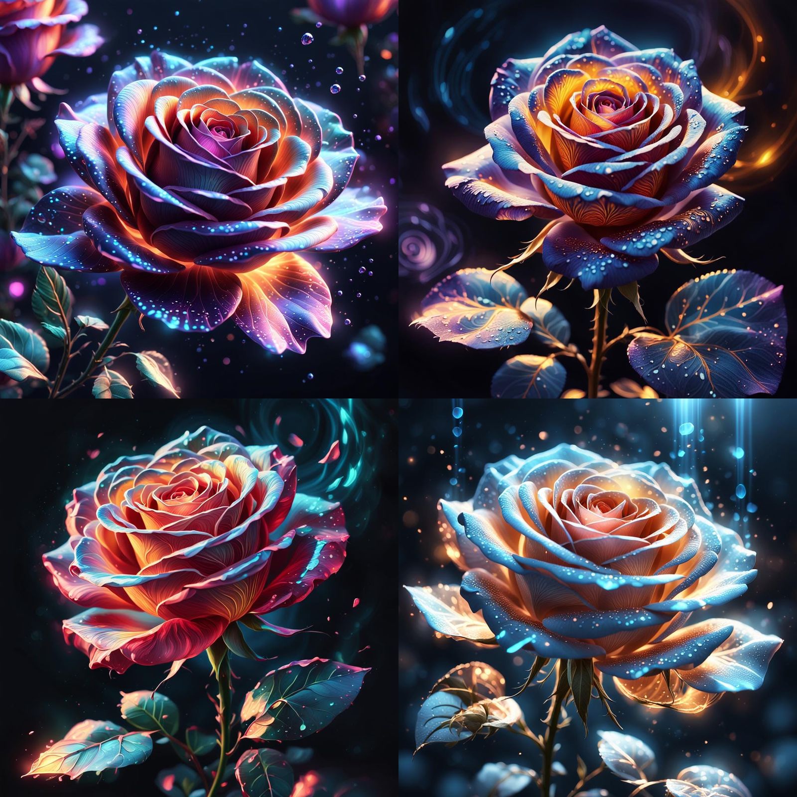 Ethereal Hologram Rose in Iridescent Bloom