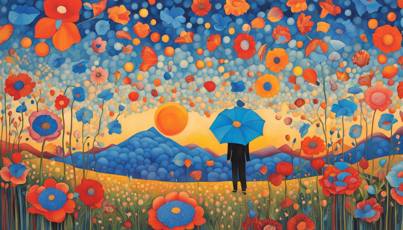 Flying Woman Soars Over Snow Mountains in Surreal Landscape