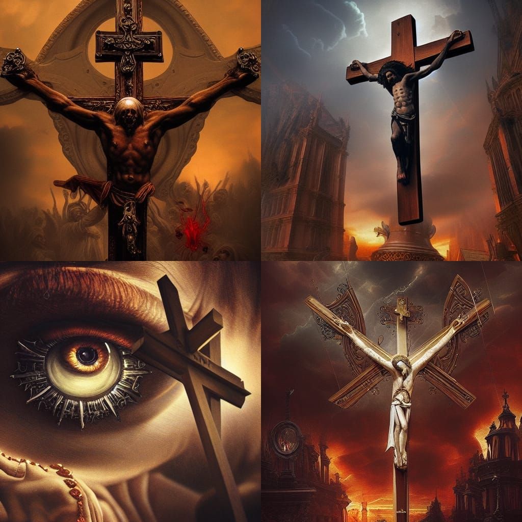 Epic Battle: Crucifix vs. Satan in Digital Art