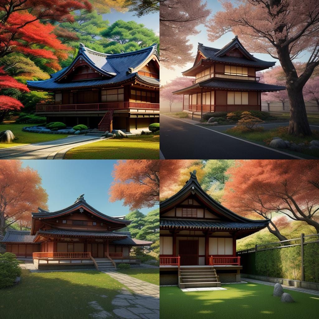 Japanese Autumn House in Intricate 3D Art Style