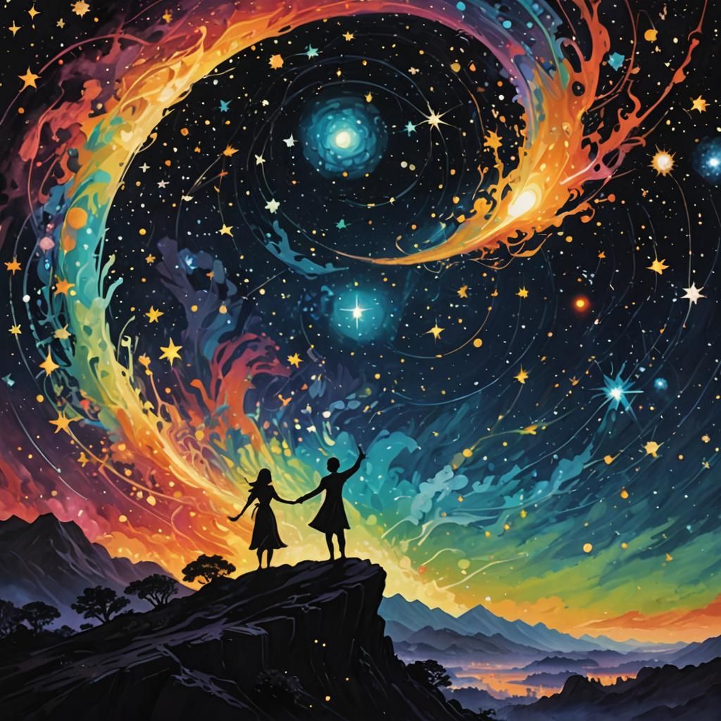 Celestial Symphony: Phosphorescent Cosmic Dance