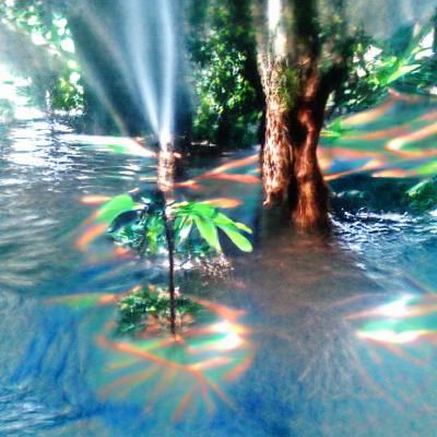 Jungle Tree Fountain: A Digital Illustration