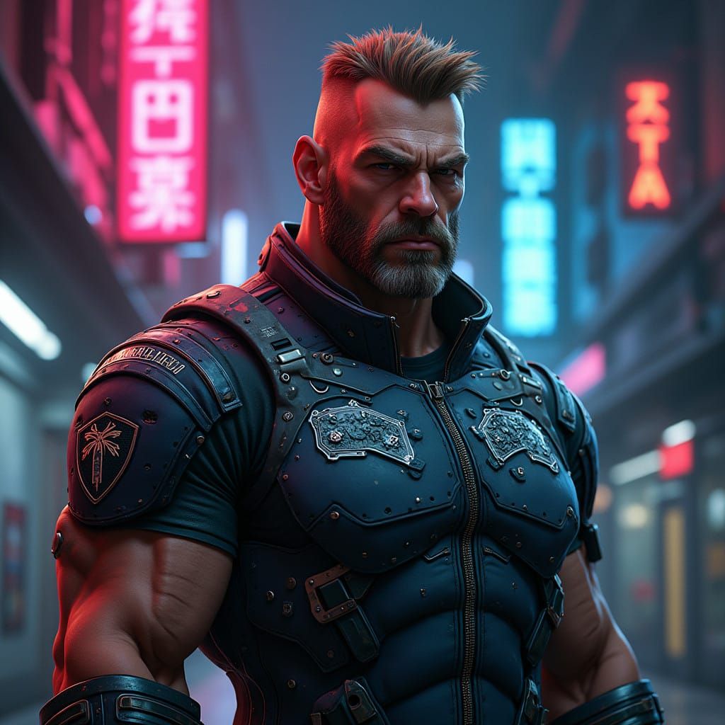 Futuristic Drill Sergeant with Cyberpunk Attitude