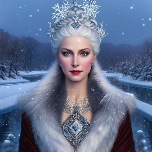 Goddess of Snowflakes: Majestic Winter Portrait